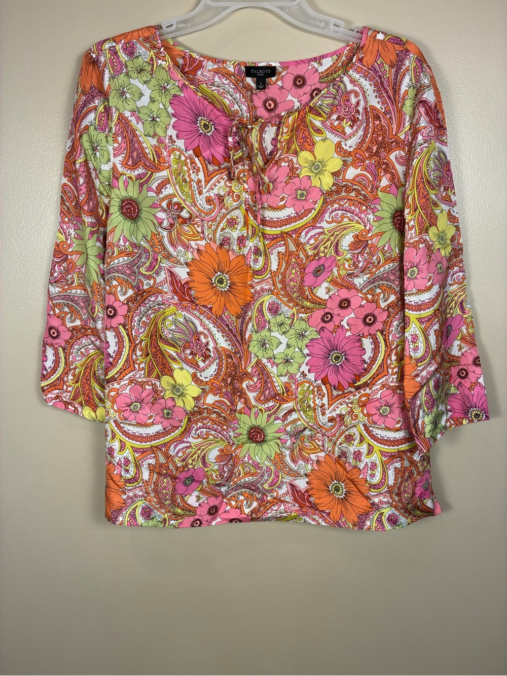 Talbots 100% Silk Paisley Floral Tunic Blouse